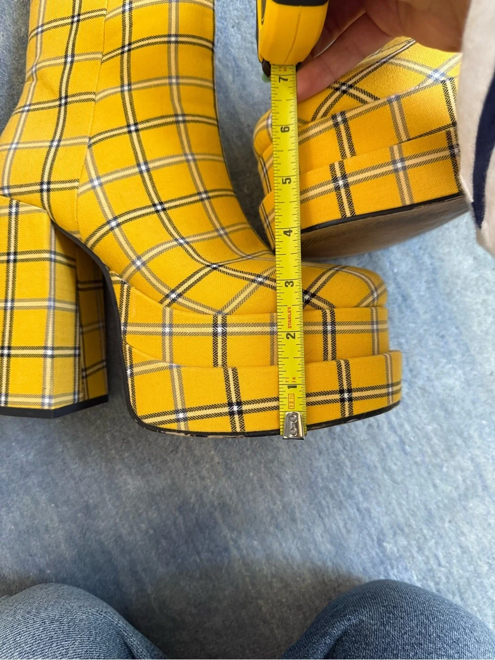Steve Madden Yellow Plaid Platform Ankle Boots Clueless inspired